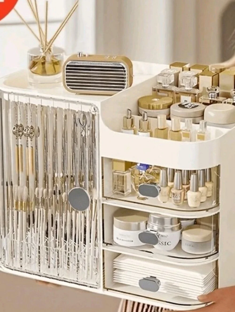 White Cosmetic Organizer Storage Tower by